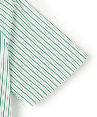 UNFILO フリルネック ブラウス グリーンストライプ