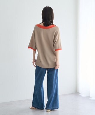 YECCA VECCA 配色ワイドポロニット Beige