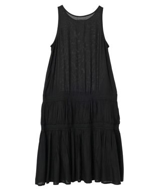 Green Parks Ｉ　ノースリスモッキング切替ワンピース Black