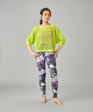 Chacott 【ノーソーイングニット】7分袖メッシュニットTシャツ ライムグリーン