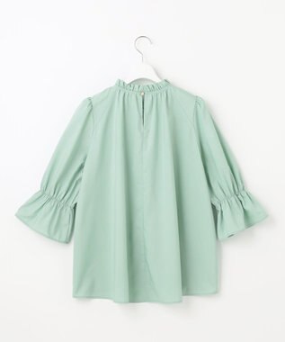 Feroux 【洗える】スタンドネックシャーリング ブラウス ライトグリーン系