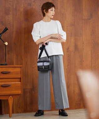 ICB 【洗える】 TWブロード ワイドストレートパンツ ライトグレー系