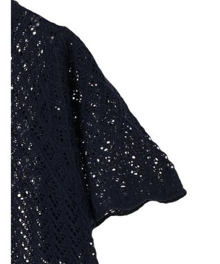 earth music&ecology 裾レース透かしニットプルオーバー Navy