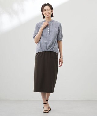 J.PRESS LADIES L 【WEB限定カラーあり・洗える・接触冷感・吸水速乾】Lightジョーゼット ナロー スカート ダークブラウン系