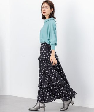 組曲 S 【加藤ローサさん着用 / レングス調整可能】ギャザーライトデシンティアード スカート ブラック系5