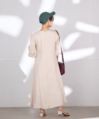 Tiaclasse L 【洗える】ナローフレアパフスリーブワンピース アイボリー