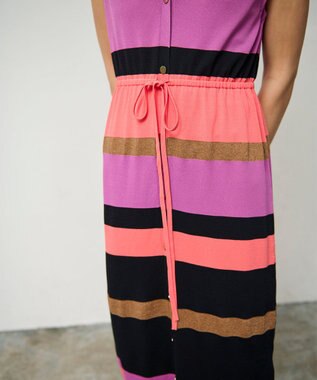 GRACE CONTINENTAL ニットマルチボーダージレ ピンク