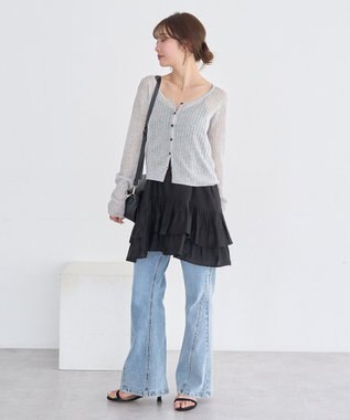 earth music&ecology シアーリブカーディガン Gray