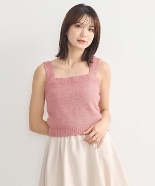 earth music&ecology ＳＥＴ２点スパンコールニットボレロ×タンク Pink