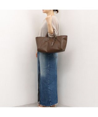 UNBILLION カシュカシュ cachecache / メッシュエンボス横長ショッパートート チョコ