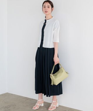 組曲 【先行予約】シアーニット5分袖 カーディガン ホワイト系