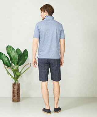 JOSEPH ABBOUD 【吸水速乾】リネンハニカム ポロシャツ サックスブルー系