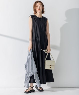 23区 【CLASSY.コラボ/洗える】シャツアンサンブル ワンピース ブラックストライプ×ブラック