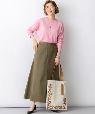 23区 L 【先行予約】コットンポリエステルストレッチ オーバーサイズ ニット ピンク系