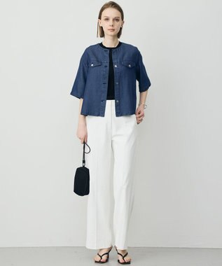 ICB L ナチュラルソフトデニム クロップドジャケット バイオデニム