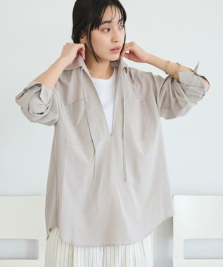 CRAFT STANDARD BOUTIQUE Vネックスキッパーシャツ Gray Beige