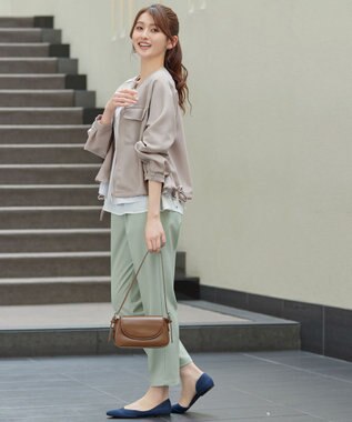 Tiaclasse メッシュジャガードノーカラーブルゾン ベージュ