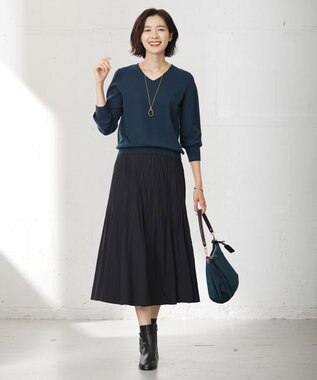 J.PRESS LADIES L 【洗える】PRINCE Vネック ニット ダークグリーン系