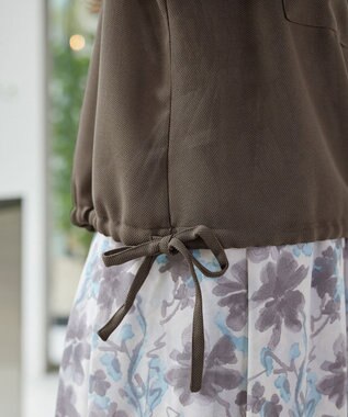 Tiaclasse メッシュジャガードノーカラーブルゾン ブラウン