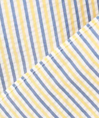 J.PRESS MEN 風が通るシアサッカーの清涼感【吸水速乾 / 高通気性】【クールマックス】サッカーストライプ シャツ / B.D. イエロー系1