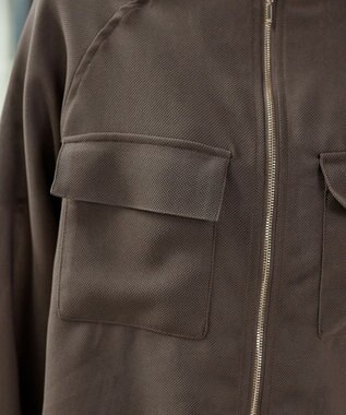 Tiaclasse メッシュジャガードノーカラーブルゾン ブラウン