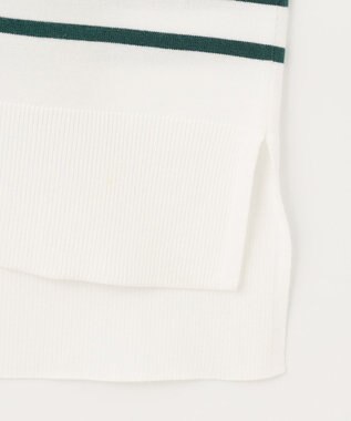 UNFILO 【抗菌防臭】スタイルアップニット　クルーネック ホワイト×グリーン