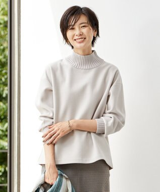 J.PRESS LADIES ニードルパンチ ハイネック カットソー ベージュ系