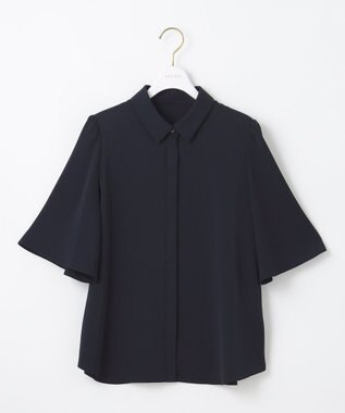 ANY SIS 【洗える】トロミシャツカラー ブラウス ネイビー