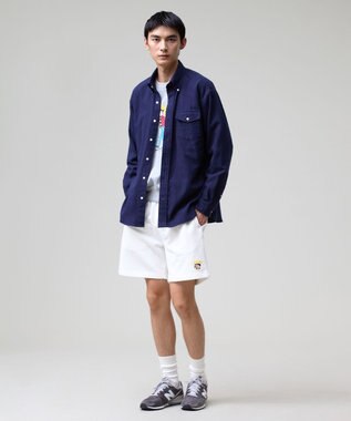 J.PRESS MEN 【J.PRESS ORIGINALS】【UNISEX】Cotton Silk Yarn Dyed Twill B.D. Shirts / Baggy-Fit ネイビー系