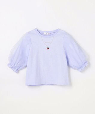 ANY KIDS チュール袖 七分Tシャツ ラベンダー