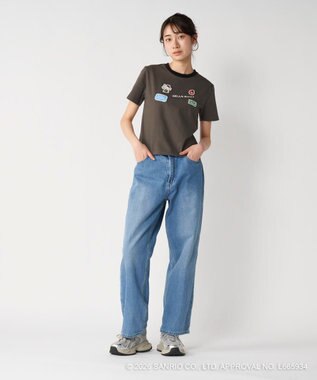 OP／FILA 【Ocean Pacific×ハローキティ】ワッペンリンガーチビTシャツ チャコールグレー