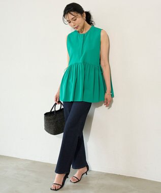 UNFILO BREEZEMOVE ペプラムブラウス グリーン