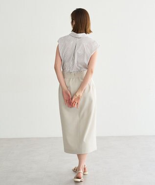 YECCA VECCA ストライプ柄フラワー刺繍シャツ Beige