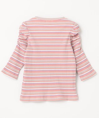 ANY KIDS 七分袖 テレコボーダー Tシャツ ピンク系