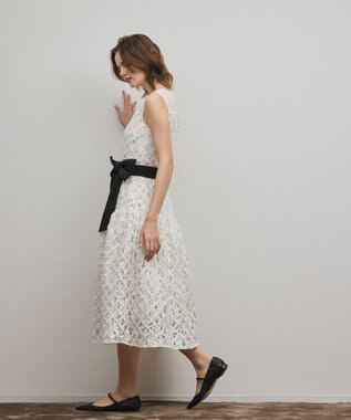 GRACE CONTINENTAL コード刺繍ワンピース ホワイト