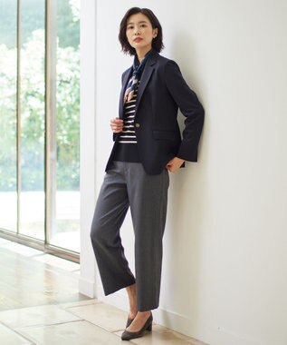 J.PRESS LADIES S 【洗える】LANATEC シャークスキン&ヘリンボーン パンツ グレー系