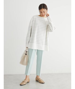 Green Parks パネルボーダーチュニック Light Gray