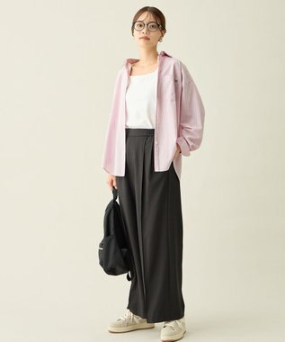 ANY オーバーサイズシャツ ピンクストライプ