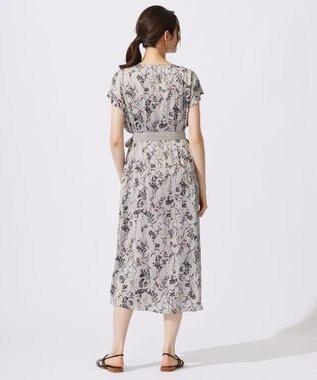 自由区 S 【ご好評につき追加生産・新色追加】ハーバルフロープリント ワンピース ライトグレー系4