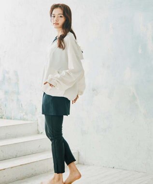 San-ai Resort（三愛水着楽園） 【WEB限定】ポケット付きハーフジップラッシュパーカー＋リブタンキニ水着+レギンス5点セット【Beach Queen（ビーチクイーン）】 オフホワイト