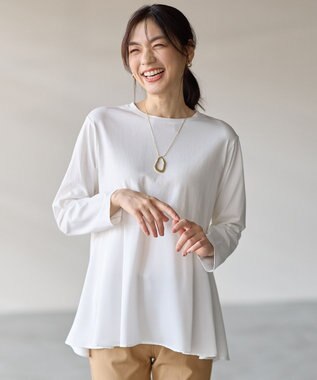 ANY L 【WEB限定】サテンコンビペプラムカットソー オフ