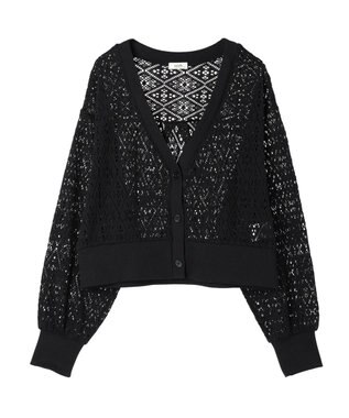 earth music&ecology ラッセルレースカーディガン Black
