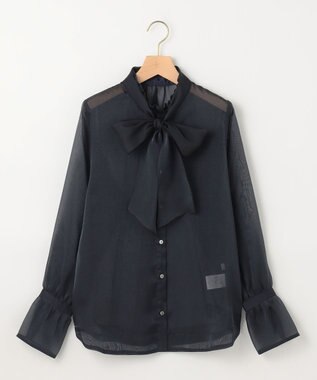 組曲 シャイニーオーガン ボウタイ付きブラウス ネイビー系