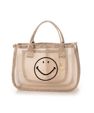 UNBILLION cachecache スマイルモチーフメッシュバッグインバッグ ベージュ