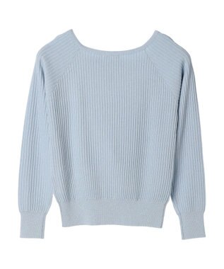 Green Parks 洗える　スクエアネックリブニットプルオーバー Blue