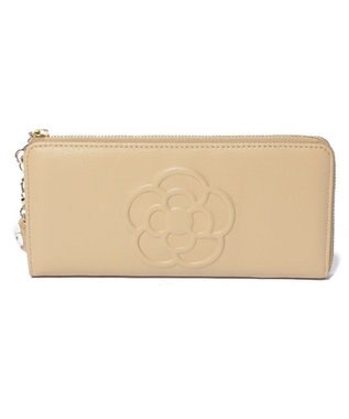 CLATHAS ワッフル　Lファスナー長財布 ベージュ