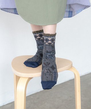 COQ USAGI FARM ラメショートソックス ブラック