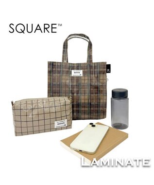 ROOTOTE 3606【ラミネート加工 正方形型】EU.スクエア.ラミネート-T 03：チェック・ブラウン
