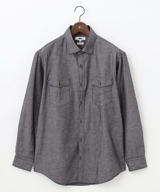 JOSEPH ABBOUD 【キングサイズ・JOE COTTON使用】オーガニックコットンダンガリー シャツ ブラック系