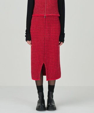 GRACE CONTINENTAL ツイードニットスカート レッド